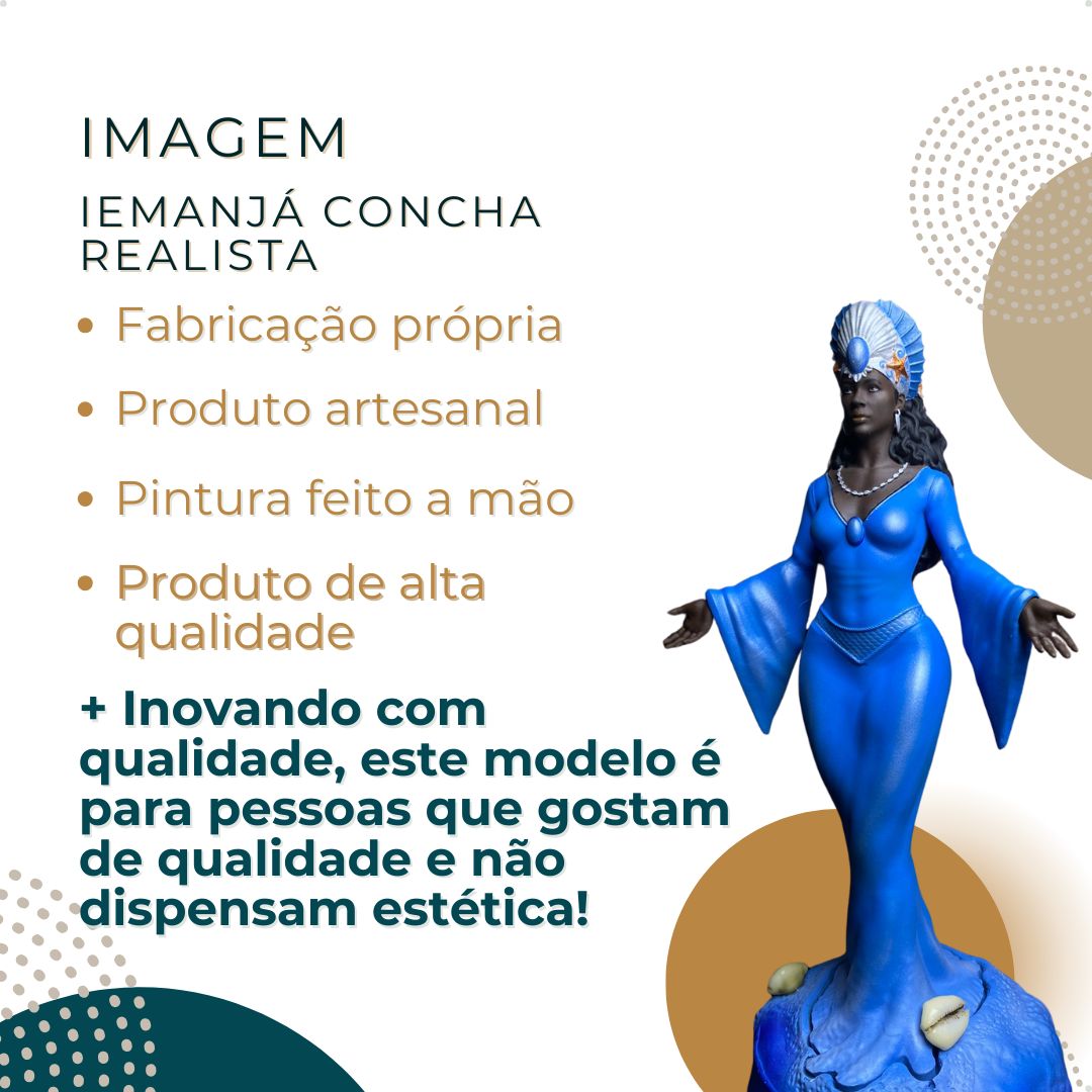Iemanjá Concha 2 (R) 30 cm - Resina