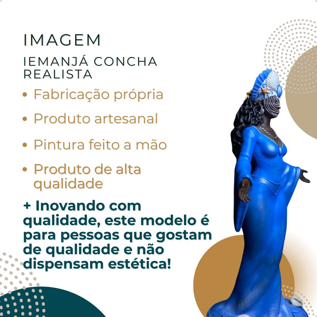 Iemanjá Concha 1 (R) 30 cm - Resina